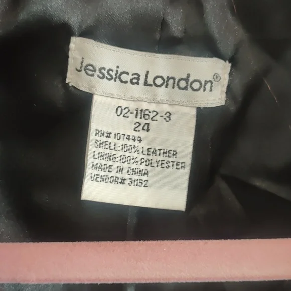 Jessica London Black Studded Leather Jacket Woman's Size 24 - Picture 3 of 9